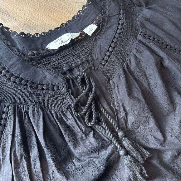 Caffe Marrakesh Embroidered Cotton Long Sleeve Top Black XL - Picture 5 of 11